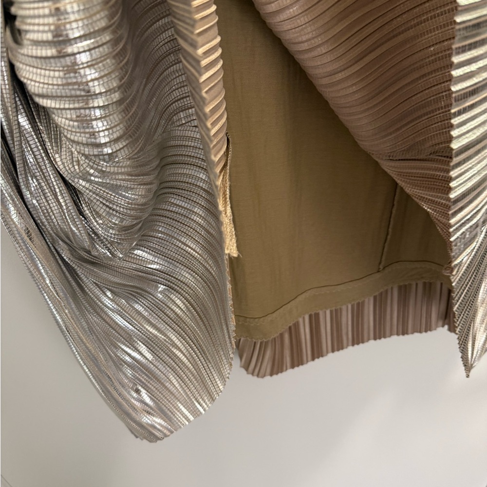 Anthropologie Metallic Silver A-Line Skirt - Picture 4 of 8